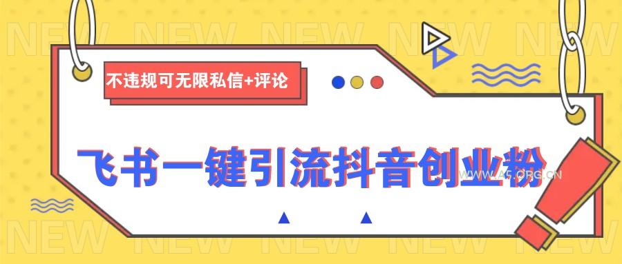 飞书一键引流抖音创业粉，不违规可 无限私信+评论-A5资源网