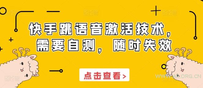 快手跳语音激活技术，需要自测，随时失效-A5资源网