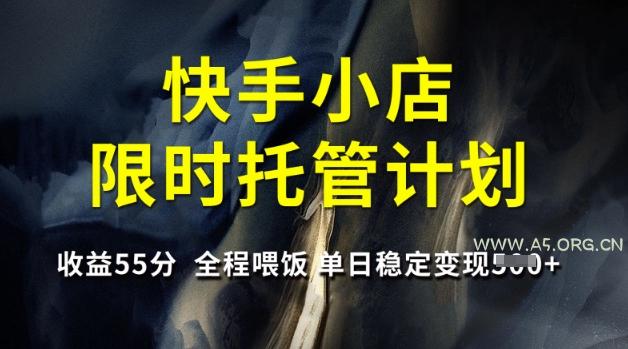 快手小店限时托管计划，收益55分，全程喂饭，单日稳定变现5张【揭秘】-A5资源网