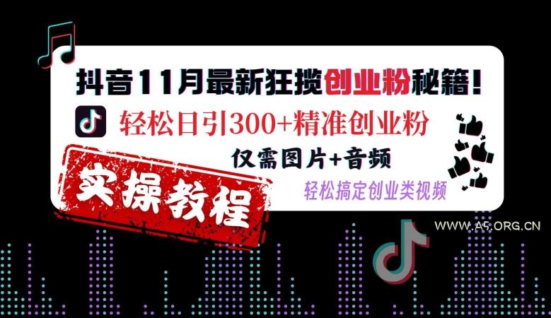 抖音11月最新狂揽创业粉秘籍，轻松日引300+精准创业粉，仅需图片+音频，轻松搞定创业类视频-A5资源网