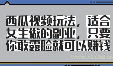 西瓜视频玩法，适合女生做的副业，只要你敢露脸就有收益-A5资源网