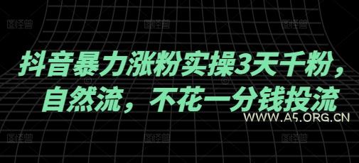 抖音暴力涨粉实操3天千粉，自然流，不花一分钱投流，实操经验分享-A5资源网