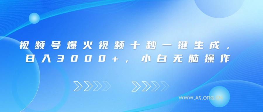 视频号爆火视频十秒一键生成，日入3000+，小白无脑操作-A5资源网