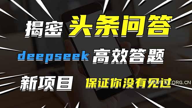 头条问答，刚出的新玩法！保证你没见过！用DeepSeek去高效答题，一个账...-A5资源网