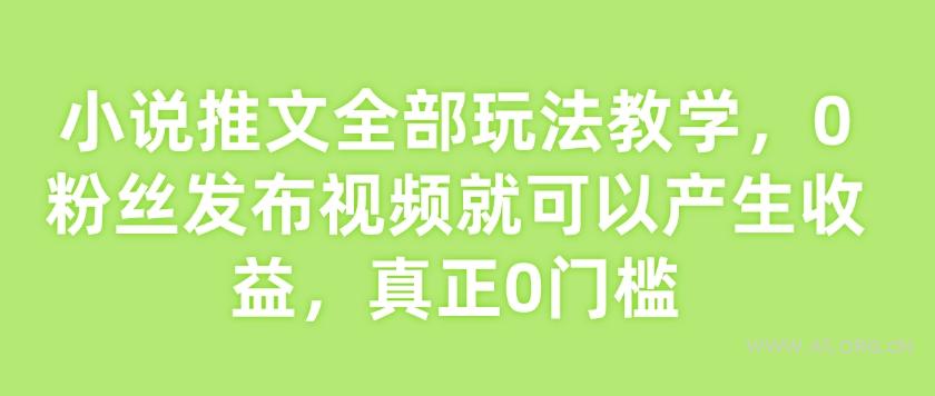 小说推文全部玩法教学，0粉丝发布视频就可以产生收益，真正0门槛-A5资源网