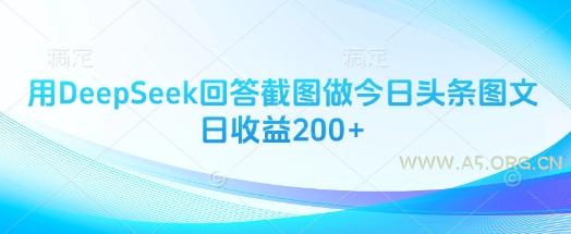 用DeepSeek回答截图做今日头条图文日收益200+-A5资源网