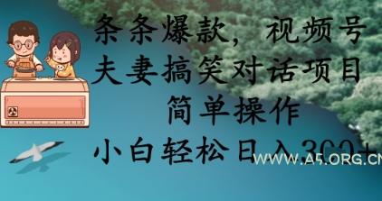 条条爆款，视频号夫妻搞笑对话项目，简单操作，小白轻松日入3张+-A5资源网