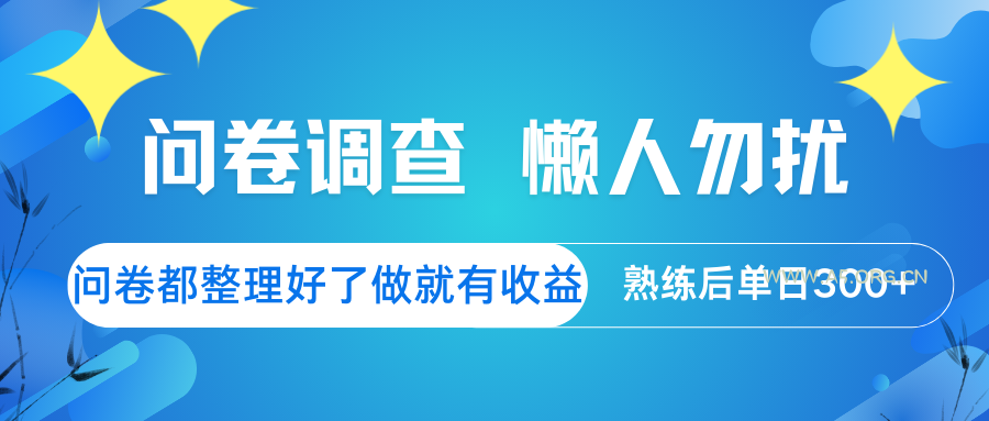 问卷调查 懒人勿扰 问卷都整理好了，做就有收益，熟练后日入300+-A5资源网