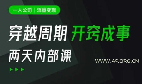 一人公司：流量变现课，一人公司的方法模型拆解， 拆解富人思维，流量思维，小老板思维等-A5资源网