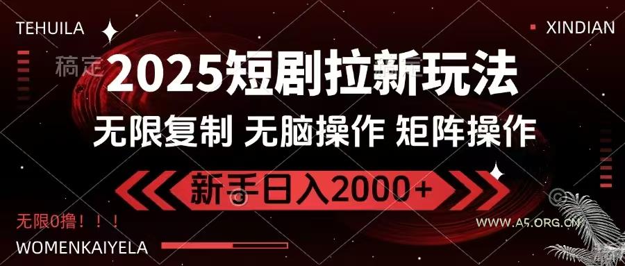 2025短剧拉新玩法，无需注册登录，无限0撸，无脑批量操作日入2000+-A5资源网