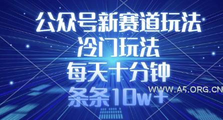 公众号新赛道玩法，冷门玩法，每天十分钟，条条10w+-A5资源网