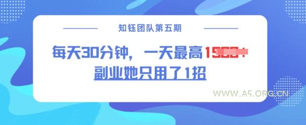 副业她只用了1招，每天30分钟，无脑二创，一天最高1.5k-A5资源网