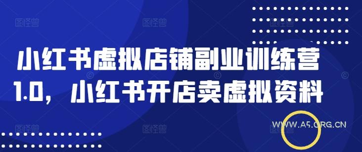 小红书虚拟店铺副业训练营1.0，小红书开店卖虚拟资料-A5资源网