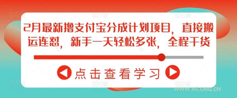 2月最新撸支付宝分成计划项目，直接搬运连怼，新手一天轻松多张，全程干货-A5资源网