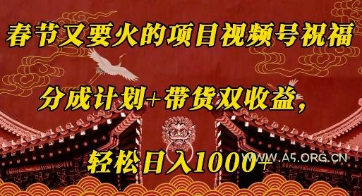 春节又要火的项目视频号祝福，分成计划+带货双收益，轻松日入几张【揭秘】-A5资源网