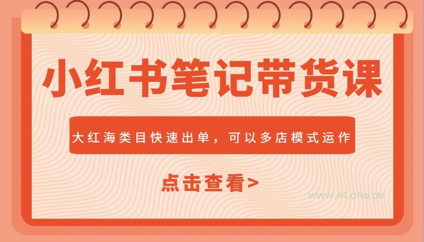 小红书笔记带货课，大红海类目快速出单，市场大，可以多店模式运作(更新)-A5资源网