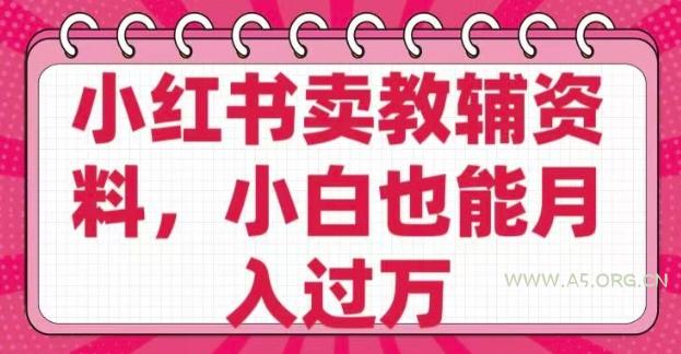 小红书卖教辅资料，0 成本，纯利润，售后成本极低，小白也能月入过W-A5资源网