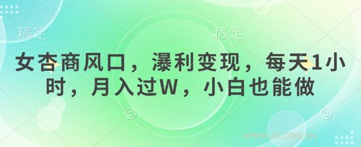女杏商风口，瀑利变现，每天1小时，月入过W，小白也能做-A5资源网