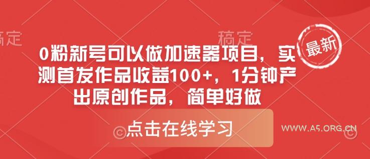 0粉新号可以做的加速器项目，实测首发作品收益100+，1分钟产出原创作品，简单好做-A5资源网
