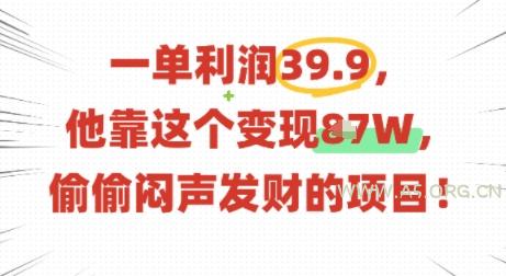 一单利润39.9，有人靠这个变现几十个，偷偷闷声发财的项目-A5资源网