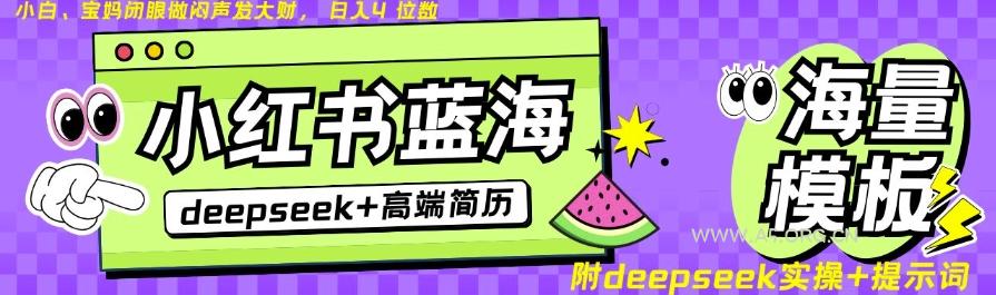 Deepseek+小红书简历蓝海赛道，24小时网盘自动发货，零成本，不限时间地点，日入四位数-A5资源网