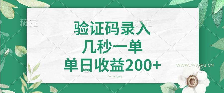 验证码录入，几秒一单，单日收益200+-A5资源网