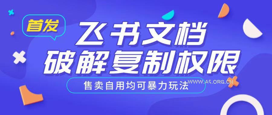 首发飞书文档破解复制权限，售卖自用均可暴力玩法-A5资源网