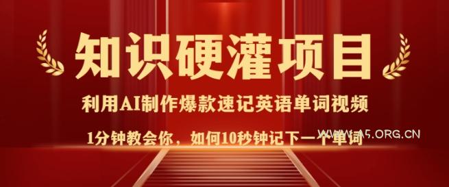 知识硬灌，10秒钟让你记住一个单词，3分钟一个视频，日入多张不是梦-A5资源网