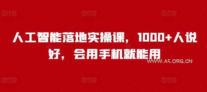 人工智能落地实操课，1000+人说好，会用手机就能用-A5资源网