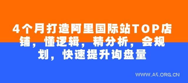 4个月打造阿里国际站TOP店铺，懂逻辑，精分析，会规划，快速提升询盘量-A5资源网