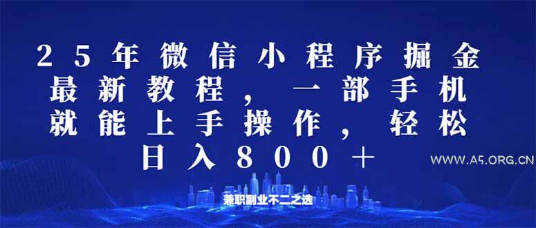 微信小程序25年掘金玩法，一部手机就能操作，稳定日入800+,适合所有人...-A5资源网