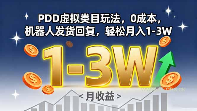PDD虚拟类目玩法，0成本，机器人发货回复，轻松月入1-3W-A5资源网