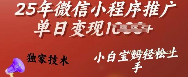 25年微信小程序推广单日变现多张，独家技术，小白宝妈轻松上手【揭秘】-A5资源网
