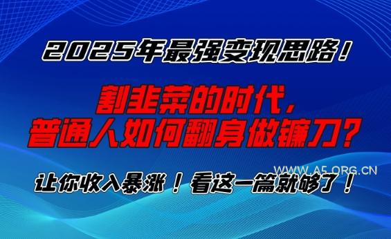 2025年最强变现思路，割韭菜的时代， 普通人如何翻身做镰刀？【揭秘】-A5资源网