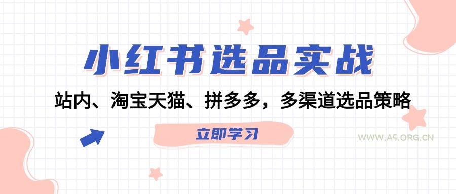 小红书选品实战：站内、淘宝天猫、拼多多，多渠道选品策略-A5资源网