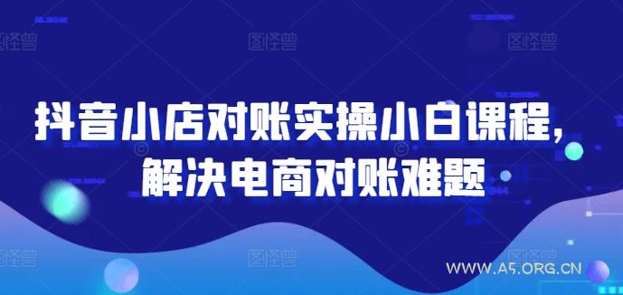 抖音小店对账实操小白课程，解决电商对账难题-A5资源网