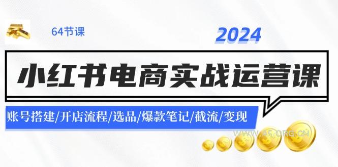 2024小红书电商实战运营课：账号搭建/开店流程/选品/爆款笔记/截流/变现-A5资源网