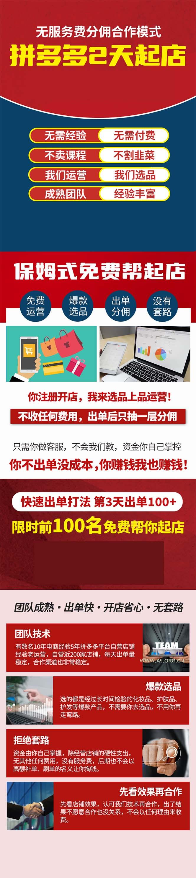 拼多多2天起店，只合作不卖课不收费，上架产品无偿对接日入1000+ - A5资源网