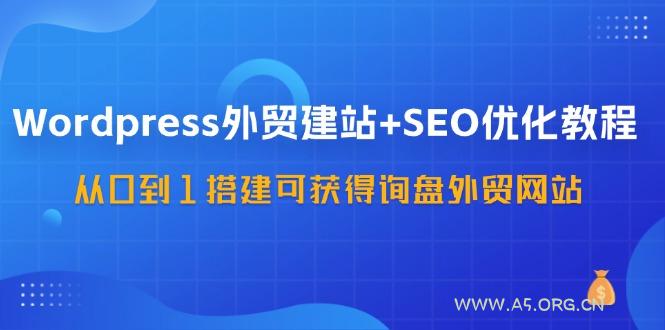 WordPress外贸建站+SEO优化教程，从0到1搭建可获得询盘外贸网站(57节课)-A5资源网