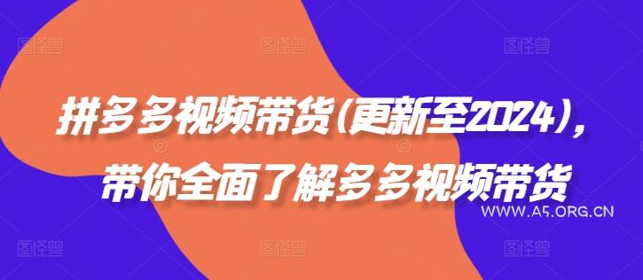 拼多多视频带货(更新至2024)，带你全面了解多多视频带货-A5资源网