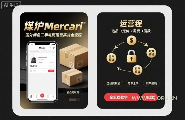煤炉Mercari国外闲鱼二手电商运营实战全流程，仿品高利润，简单上手，闷声搞钱-A5资源网