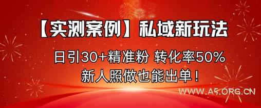 【实测案例】私域新玩法，日引30+精准粉，转化率50%，新人照做也能出单！-A5资源网