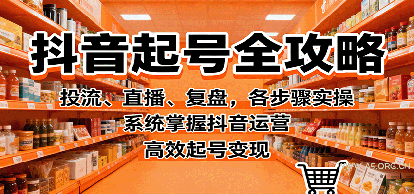 抖音起号全攻略，投流、直播、复盘，各步骤实操，系统掌握抖音运营，高效起号变现-A5资源网