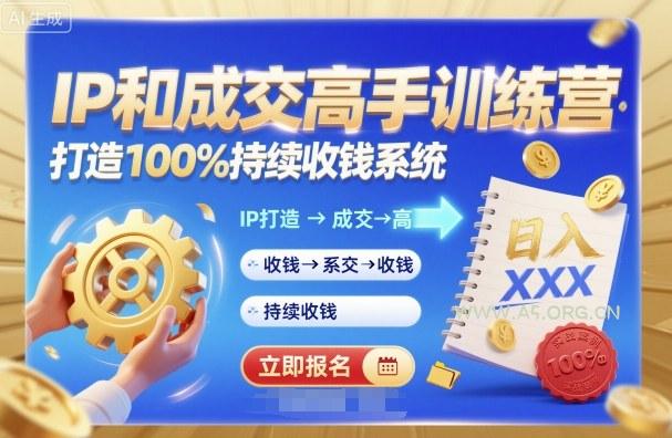 带你成为IP和成交高手的训练营，打造100%持续收钱系统-A5资源网