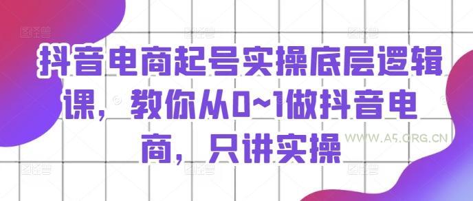 抖音电商起号实操底层逻辑课，教你从0~1做抖音电商，只讲实操-A5资源网