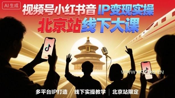 视频号小红书抖音IP变现实操北京站线下大课，40+行业短视频高变现姿势，100+IP高变现实操技术-A5资源网