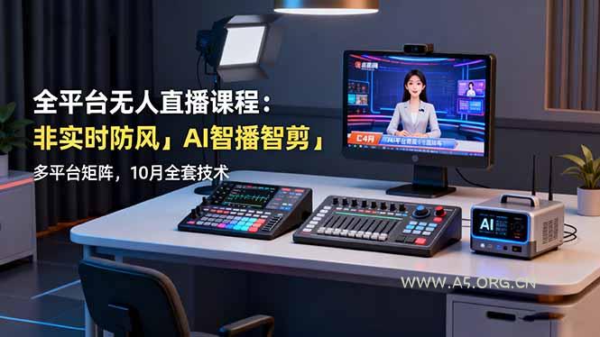全平台无人直播课程：非实时防风＋AI智播智剪＋多平台矩阵，10月全套技术-A5资源网