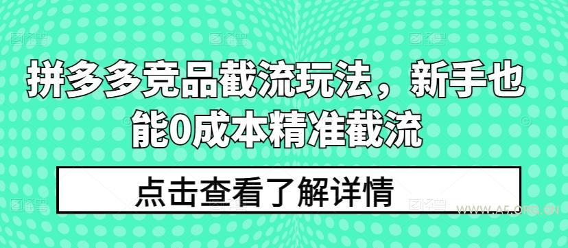 拼多多竞品截流玩法，新手也能0成本精准截流-A5资源网