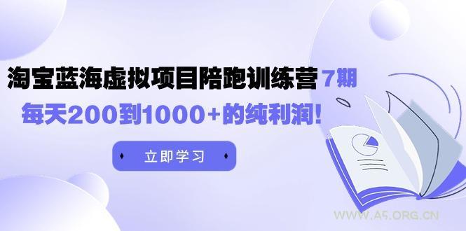 (9541期)黄岛主《淘宝蓝海虚拟项目陪跑训练营7期》每天200到1000+的纯利润-A5资源网