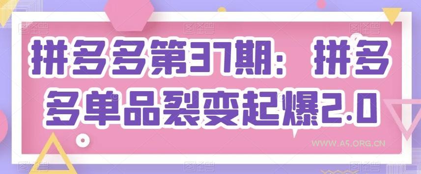 拼多多第37期：拼多多单品裂变起爆2.0-A5资源网